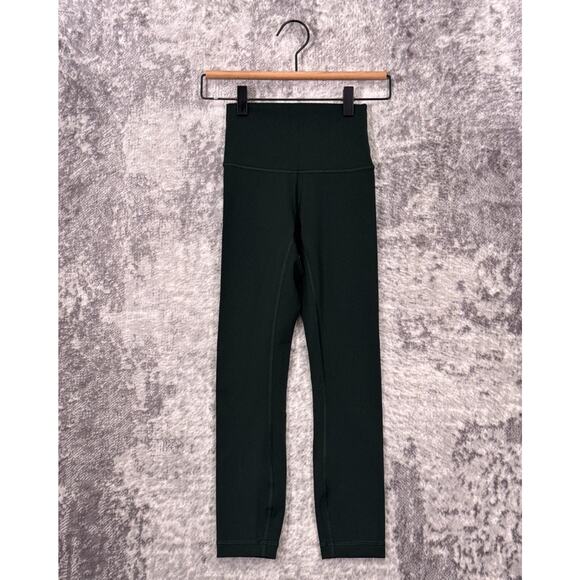 Lululemon Leggings 0 Womens Wunder Train High Rise Crop Forest Green - Picture 1 of 7